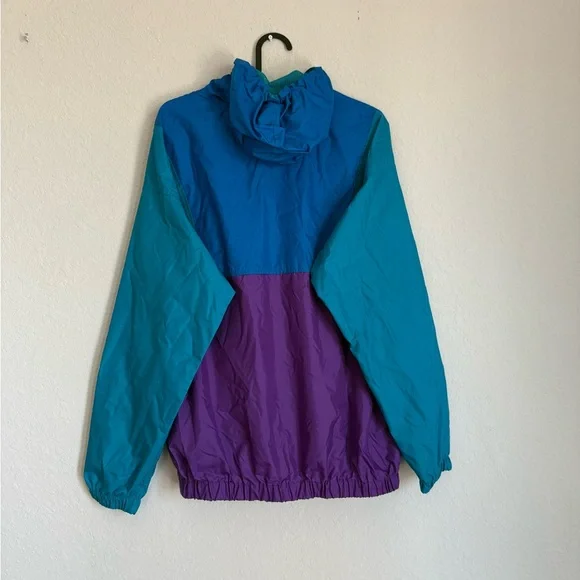 Vintage Columbia windbreaker jacket - retro colorblock track rain coat 80s 90s - Picture 9 of 12
